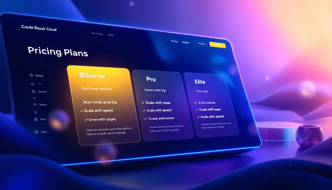 Pricing plans for Credit Repair Cloud, displayed visually.