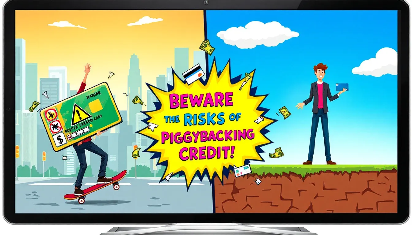 An image depicting potential risks and downsides of piggybacking credit, emphasizing caution.